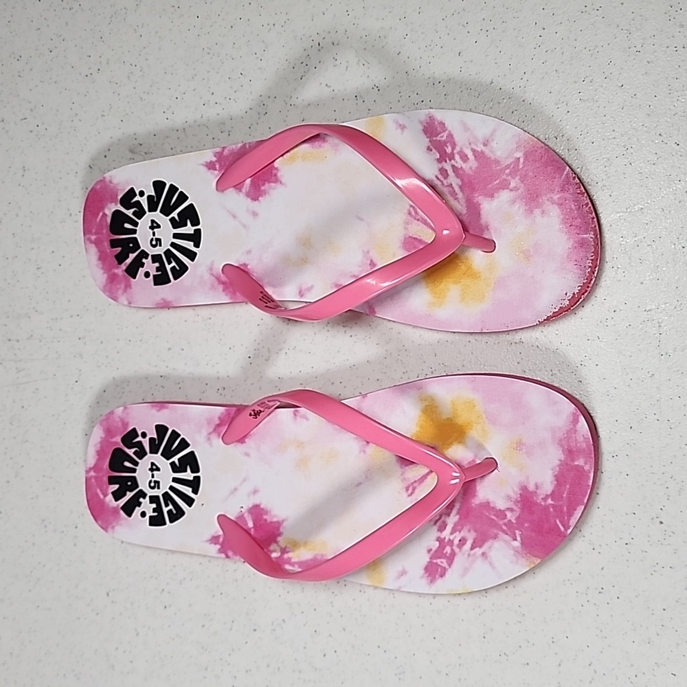 Justice Surf Sandals Flip Flops Size 4/5 - Picture 4 of 5